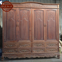 Yunlai Burmese flower pear four-door wardrobe combination single plate thick material mahogany European style locker big fruit red sandalwood