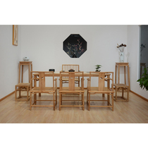 Zen new Chinese style simple tea table and chair combination Solid wood environmental protection dining table Old elm black walnut antique Ming furniture