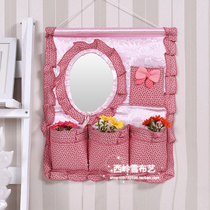 Multi-layer storage bag wall hanging bag door rear storage bag storage bag with mirror creative hanging strap hanging