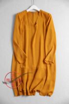 S040B 0710 with sexual elegance small V collar loose irregular lotus leaf edge splicing sleeve head snowspun one-piece dress