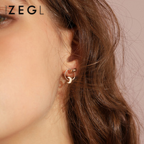 ZEGL Star Moon Earrings Women's Asymmetrical Korean Personalized Earrings Simple Small Cold Style Stud Earrings