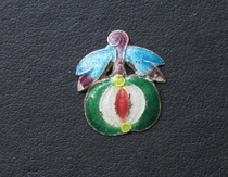 Old silver baked blue flower decoration