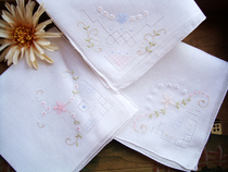 格调公主 外贸一角手工绣花抽纱工艺复古纯棉手帕 28CM 三款 超值