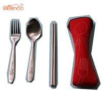 Only tour stainless steel chopsticks spoon Fork portable tableware three-piece set outdoor camping tableware environmental protection set