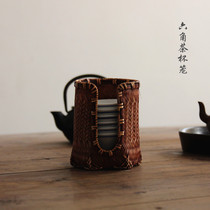 Tea Cup shelf tea accessories antique bamboo woven cup cage cup basket tea cup holder storage tea ceremony zero match
