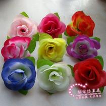 Hotel with leafs rose flower Simulation Rose Flower Head Hotel Decoration Flowers Vines Rose Wall Turf Flower Post Piping Decoration