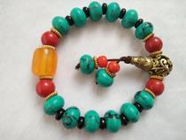 One yuan auction natural non-optimized abacus bead turquoise bracelet