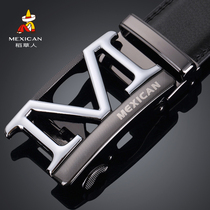 Scarecrow belt Mens leather automatic buckle mens belt M word fashion buckle head youth pants tide student trend