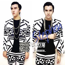 Male singer male DJ quan zhi long GD same black-and-white geometry an exotic suit suit costumes suit