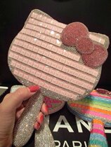 Star with the same bow handle mirror diamond-encrusted handmade makeup mirror KT cat hand mirror hand mirror
