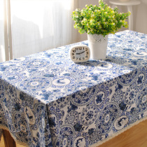 Chinese classical hotel tablecloth tablecloth tea table fabric tea art calligraphy blue and white porcelain Chinese National style custom