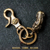 Amei Kazi retro brass Crow key chain financial cloth hook car cattle handmade pure copper quick open buckle