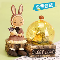Creative rabbit night light birthday gift for girls girlfriends literary retro style Korean creative diy personality