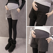Pregnant woman shorts autumn winter clothing outside wearing black winter thickened pregnant woman pants fall small sub-beat bottom spring and autumn