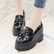 Increased British style small leather shoes women Spring 2020 New muffin thick base Harajuku single shoes Net red super fire women shoes