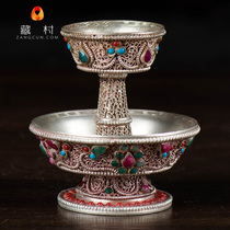 Filigree gong jiu Cup buddhism appliance supplies Nepal manual gem copper Buddha Cup for a high 8 5cm
