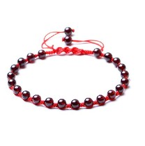Crystal file handmade red rope Garnet anklet fashion red agate womens simple hipster jewelry trend accessories