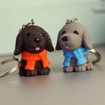 Couples doll scarf puppy keychain pendant wedding gift simulation dog cute bag hanging key chain