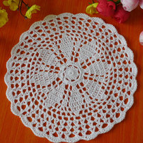 I love my family handmade crochet hook cotton lace hollow woven round coaster plate cushion decorative pad