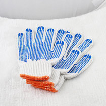 Cotton yarn labor insurance dispensing non-slip wear-resistant handling wear-resistant breathable knitted thickened cotton yarn blue dot plastic gloves