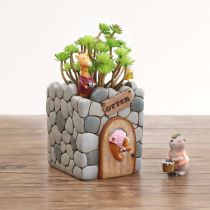 Creative American otter cute animal small ornaments succulent plant flower pot balcony milk tea shop decoration set gift