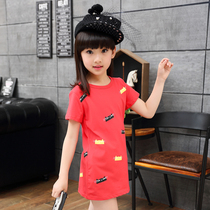 Summer New 2021 childrens clothing girls long short sleeve cartoon T-shirt Korean version of the childrens summer coat tide