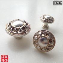 Ancient silver European antique antique retro wardrobe cabinet door drawer round handle handle simple furniture pastoral handle 1176