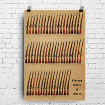 Kraft paper poster 40x60cm World War II rifle world military equipment knowledge wall chart bar decoration painting