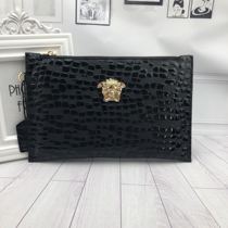 Medusa Handbag Men Genuine Leather Large Capacity Bull Leather Mens Hand Grab Casual Fashion Clip Handbag Hand Grab Bag Letter Enveloping