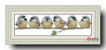 Precision printing French DMC cross stitch kit * Six small birds in singing (DW0033)
