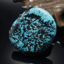 Hubei Zhushan natural non-optimized ore turquoise flat pearl Lezi blue turquoise Ulanhua pendant Buddha beads back cloud