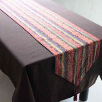 Four-color Southeast Asia Thai striped table flag cotton linen table cloth tea table flag Hotel bed flag bed tail towel custom