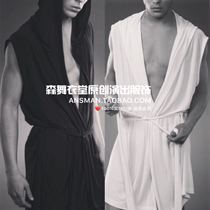 Nightclub bar singer ds men gogo European and American muscle men pajama party long robe dance team dance costume