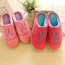 Winter cotton slippers bag and home indoor non-slip cute couple men and women warm winter plush slippers thick