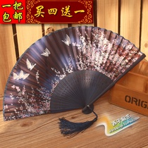 2020 new Chinese wind folding real silk fan lady folding fan traditional craft gift creative classical fan