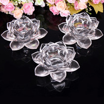 Lotus crystal glass candlestick romantic candlelight dinner candle holder creative bar aromatherapy candle glass transparent