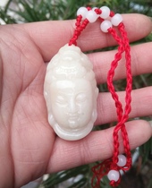 Ning Qiang White Coral Jade White Buddha Head Pendant Fossilized Chishite Pendant Strawberry Tattoo Necklace Pendant White Floating Yellow L