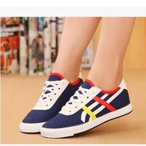Spring Han Edition New White Flat Bottom Shoes Lady Sails Shoes Cloth Shoes Cloth Shoes Low Bunch Lace Casual Shoes Students Single Shoes