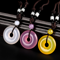 Yunhai Shi Pingan buckle Orange Stone Cherry Blossom Stone Tablet of Yu Yu Accessories Jiuye Suzulian Seal Decorations Necklace of Men and Women