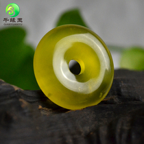 Boutique Lantian Jade Gold Jade safe buckle a goods ice seed Jianghua jade pendant natural pendant for men and women