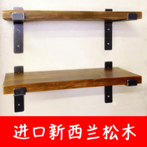 Iron wood wall on the flat shelf shelf partition support layer wood wall hanging support storage bookshelf decoration
