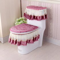 Gold velvet toilet three-piece set u-shaped zipper toilet seat Lace fabric toilet pad toilet cover four seasons toilet cover