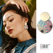 Morandi color ear clip without ear hole female simple silver needle ear studs earrings temperament goddess fan niche design earrings