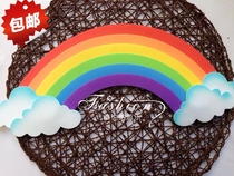 New kindergarten classroom wall layout environment decoration materials blackboard foam stickers wall stickers big rainbow