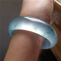 Jade Bracelet Womens Special Cabinet Ice Natural Wide Edition Yang Green Flower Belt Certificate Myanmar Jade Bracelet High-grade