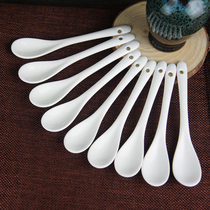 Bone China ceramic spoon Long handle white spoon Seasoning mixing coffee spoon 13CM large spoon Small soup spoon