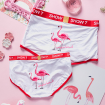 Modal Cotton Flamingo Sweet Couple Underwear Set Soft Sexy Low Waist Girls breifs Mens Flat Corner