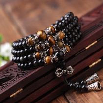 Crystal mens and womens Buddha beads multi-ring bracelet imitation black agate Obsidian hand string accessories fashion hand string jewelry