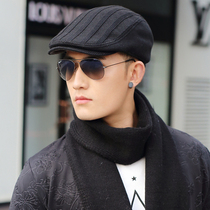 Hat mens autumn and Winter Korean version of the tide wild black cap winter knitted wool hat forward hat Casual beret