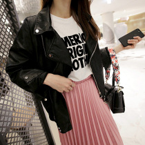 Leather women's coat short Korean version of spring and autumn 2021 new Joker student locomotive loose bf wind pu leather jacket tide